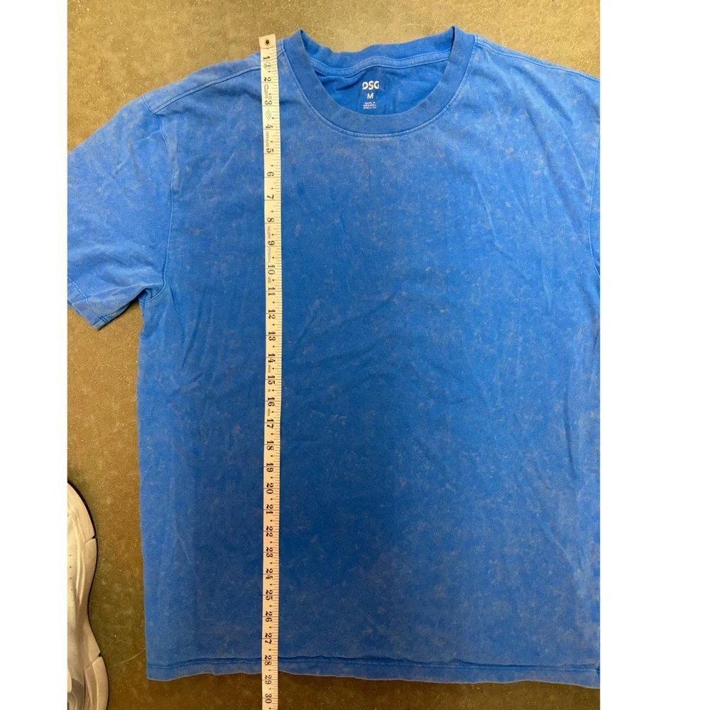 DSG Mens Blue Acid Wash Short Sleeve Crew Neck T-Shirt Size M Logo Tee